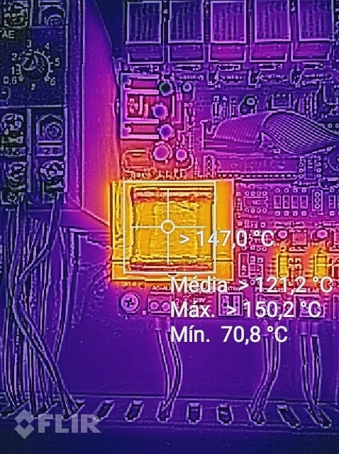 Termograma: inspeção em placa eletrônica